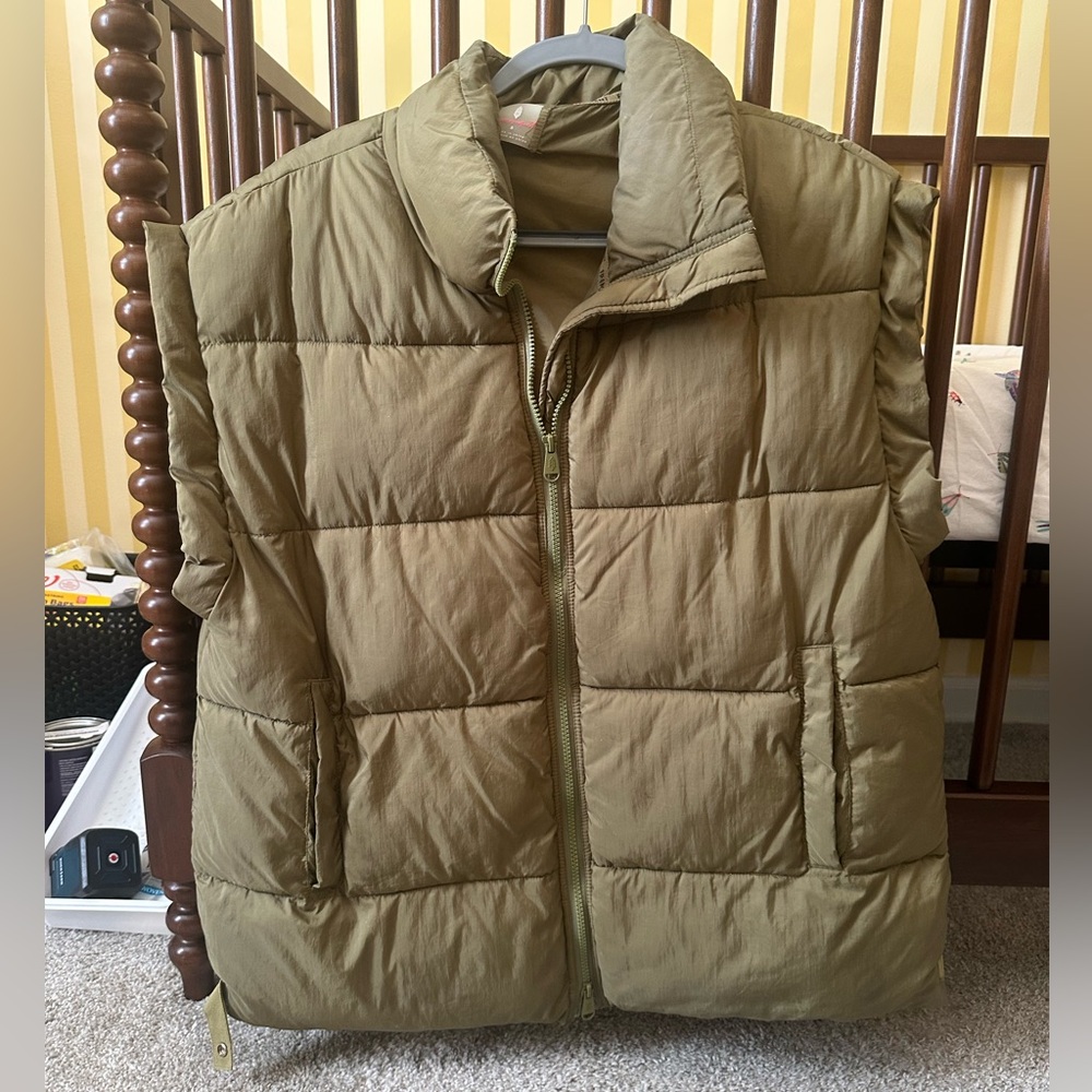 Free People In a Bubble Puffer Vest in Olive